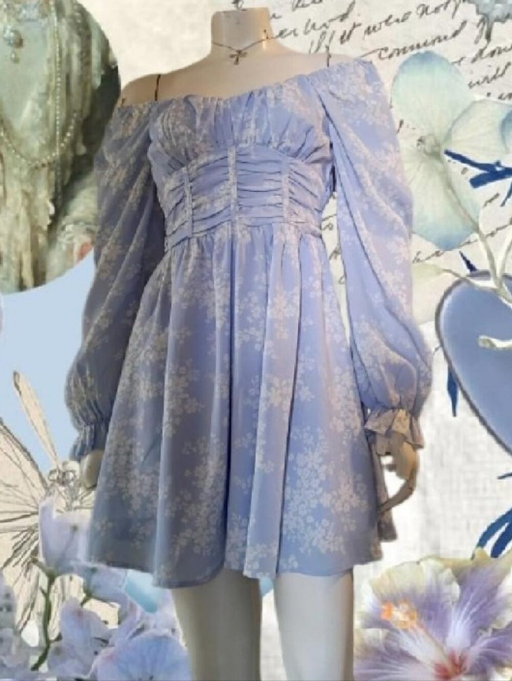Inspired Hearts Light Blue Off-Shoulder Dress